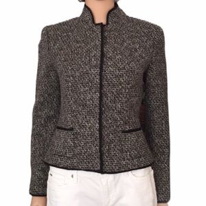 Vintage Tahari woven tweed standup collar blazer